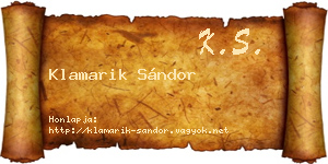 Klamarik Sándor névjegykártya