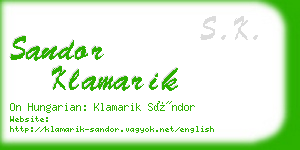 sandor klamarik business card